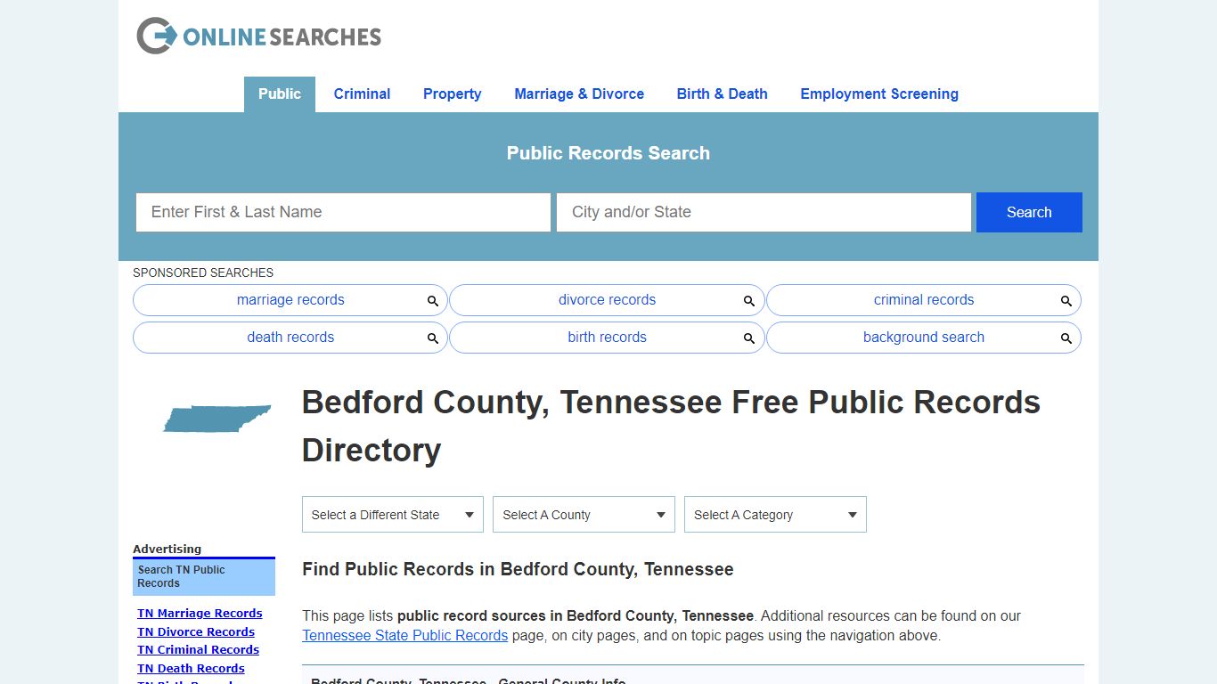 Bedford County, Tennessee Public Records Directory