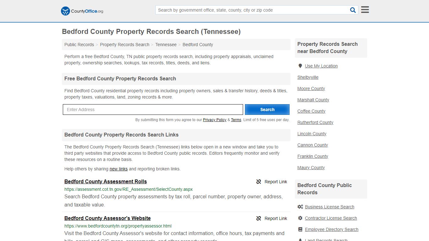 Bedford County Property Records Search (Tennessee) - County Office